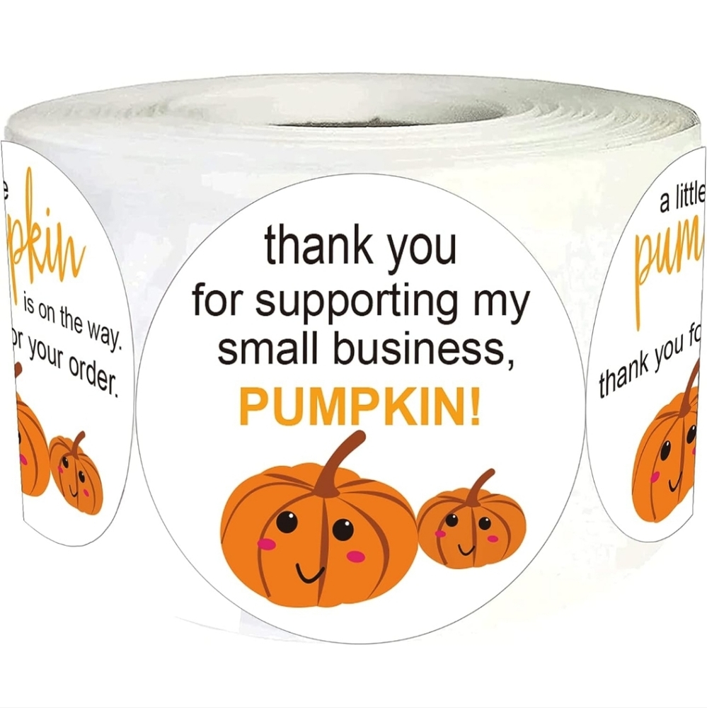 100 ct  2" Pumpkin Thank You for Supporting My Small Business Stickers